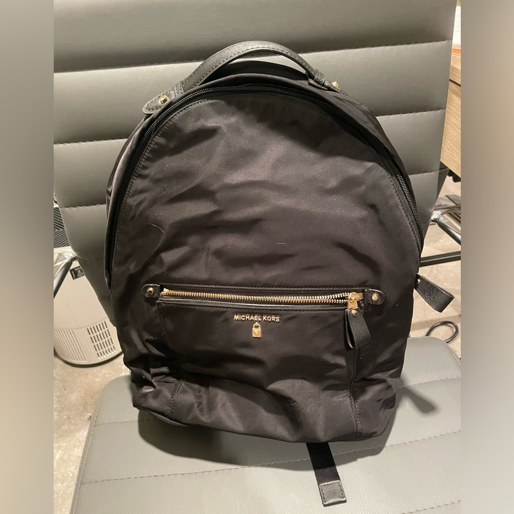 MICHAEL Michael Kors Black Nylon Backpack with Gold-Tone Hardware